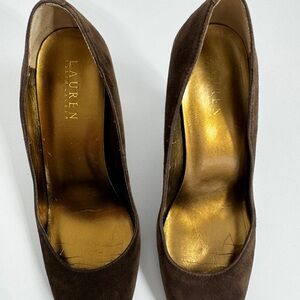 Lauren Ralph Lauren Dark Brown Suede Heels sz 8.5
